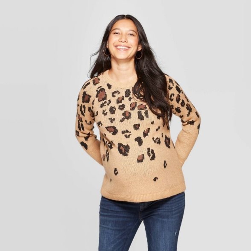 ✨SOLD✨10xHP✨Maternity Leopard Print Jacquard Pullover✨ - Picture 1 of 2